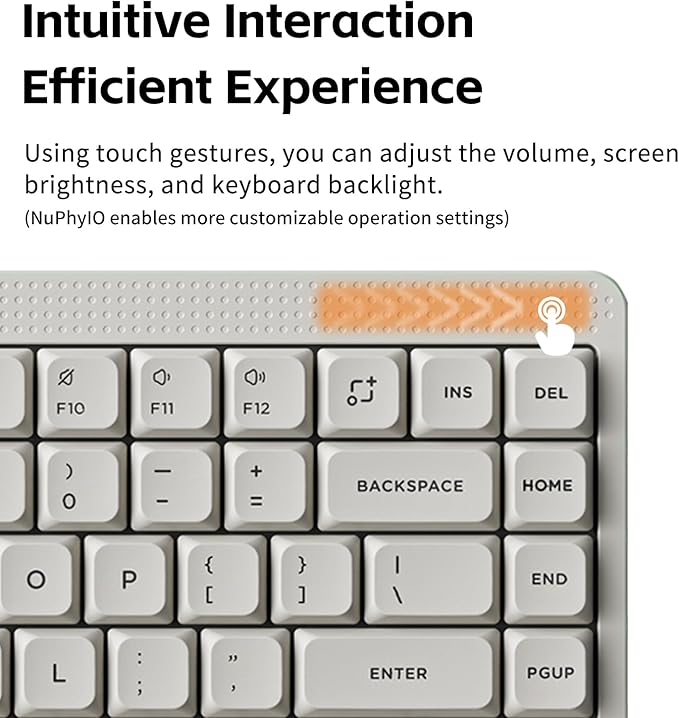 nuphy Node75 Wireless Mechanical Keyboard, 75% Hot Swappable Custom Low Profile Keyboard, 84 Keys Computer Gaming Keyboards, Supports Touch Gestures, PBT Keycaps, RGB Backlit, Bluetooth/2.4GHz/USB-C