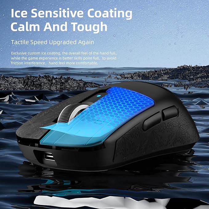 ATTACK SHARK R6 Wireless Gaming Mouse,38G Ultra-Lightweight Trip-Mode 2.4G/USB-C/Bluetooth Mouse Gaming with PAW3950MAX Sensor,42000 DPI,50G Accelerated Speed for PC/Laptop/Mac -Black&Tape