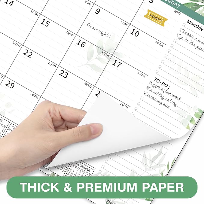 Ospelelf Desk Calendar 2026-2027, Magnetic Fridge Wall Calendar, 18 Month Monthly Large 17" X 12" Calendar Planner with Plastic Cover, January 2026 - June 2027 Green Plant
