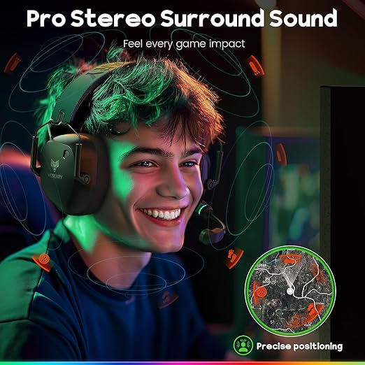 WESEARY Wireless Gaming Headset 2.4GHz & Bluetooth 5.4 Gaming Headphones with ENC Mic, Ultra-Low Latency, Stereo Sound, Soft Earmuffs, Wireless Headsets for PS5, PS4, Switch, PC, Mac