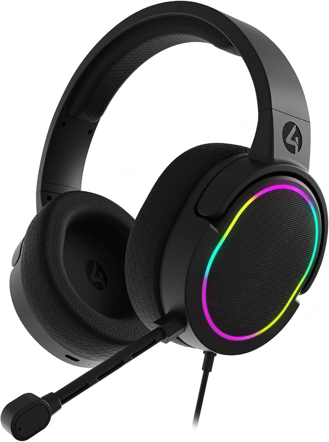 4Gamers Panther Wave - Over Ear Gaming Headset Compatible with PS4/PS5, Xbox, Switch, PC with Flexible Mic, 3.5mm Jack, 1.5m Cable, Lightweight, Comfortable and Durable