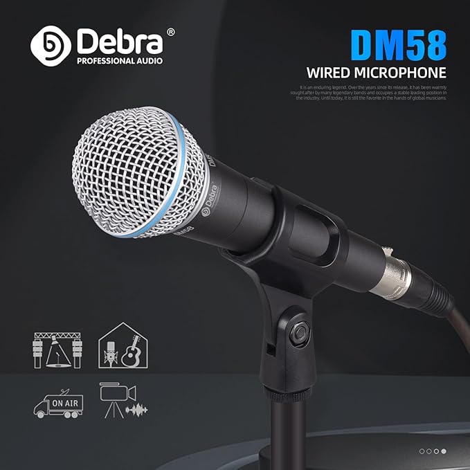 D Debra Wired Dynamic Microphone, Cardioid Dynamic Vocal Handheld Mic with Mic Clips, Suited for Speakers, Karaoke Singing Machine, Amp, Mixer Audio