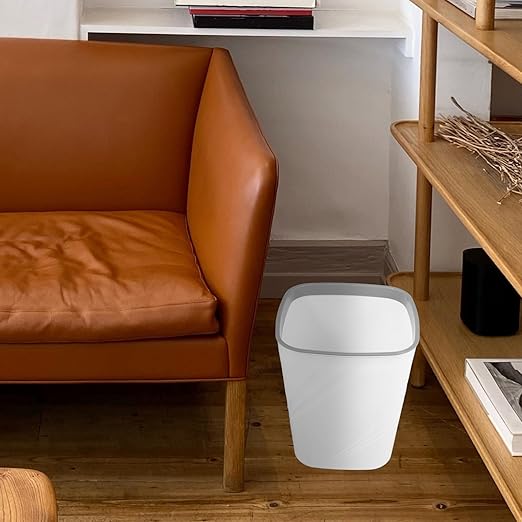 Large Capacity Lidless Trash Can for Home and Office Sleek White Garbage Bin for Bathrooms Kitchens and High-Traffic Areas Waste Container for Everyday Use