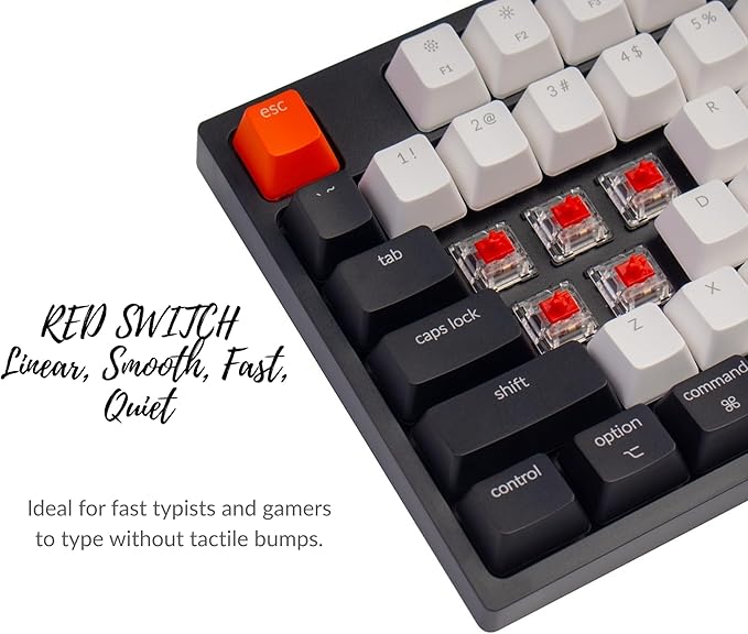 Keychron C1 TKL Mechanical Gaming Keyboard – Wired White LED Backlit Compact Keyboard with Linear Mechanical Switches, Compatible with Mac & Windows