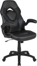 Flash Furniture X10 High-Back LeatherSoft Racing Style Gaming Chair with Flip-Up Arms, Ergonomic Padded Swivel Computer Chair, Black