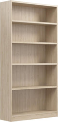 Bush Home Universal Tall 5 Shelf Bookcase in Natural Elm, Vertical Storage and Display Bookshelf for Home Office or Living Room Organization