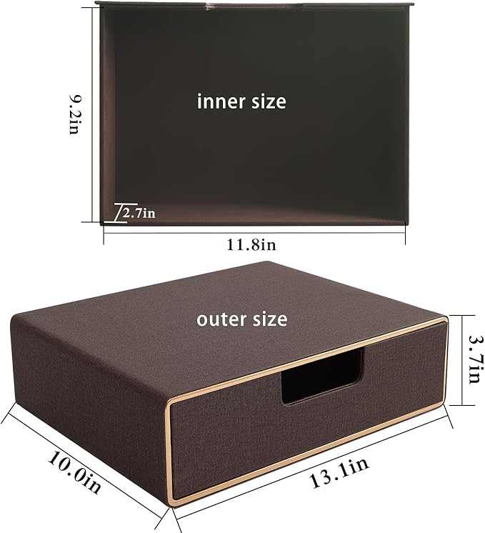 PU Leather Stackable Organizer Drawer,Executive Office Supplies Desktop Filing A4 File Cabinet/Holder for Jewelry/Bill/Paper/Documents/Makeup Home Decor Stationery Storage Box,Coffee