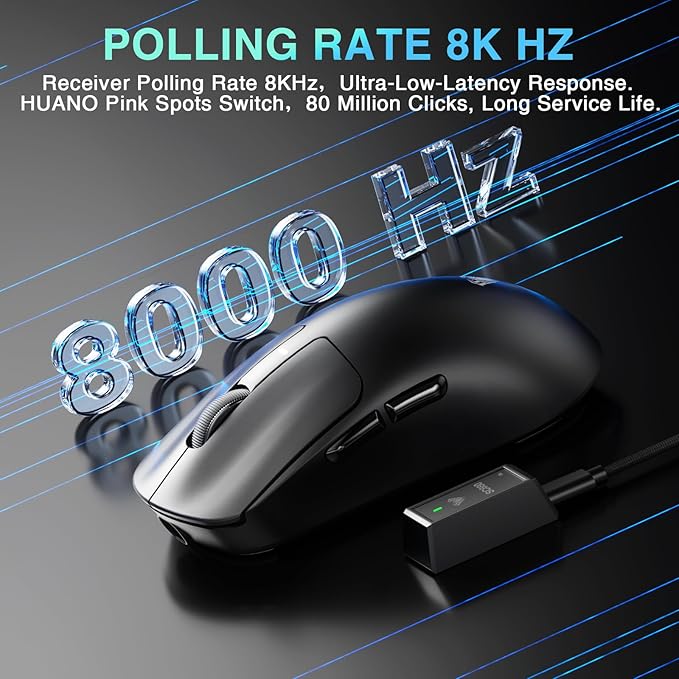 AULA SC680 Wireless Gaming Mouse, Tri-Mode 2.4Ghz/USB-C/BT5.2, Ultra-Lightweight Mouse, PAW3395 Sensor, 8K Polling Rate, 26000 DPI, 75Hrs Battery Life, Rechargeable Gaming Mice for PC/Laptop/Mac/PS5