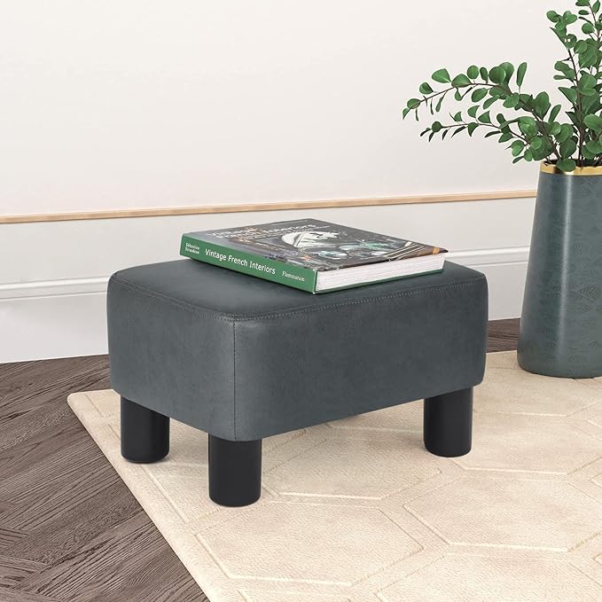 Footrest Small Ottoman Rectangular Footstool Modern Stool Seat Chair for Home Living Room Bedroom (Dark Gray)