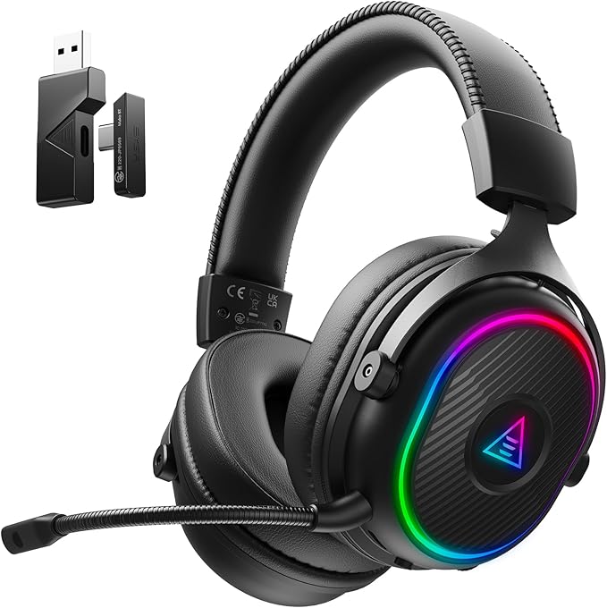 EKSA 2.4GHz Wireless Gaming Headset for PS5,PC,PS4,Switch,Mobile,Mac, Bluetooth Gaming Headphones with Microphone, RGB, 30ms Latency, 50H Battery, USB & Type-C Ultra, PC Wired Gaming Headset for Xbox