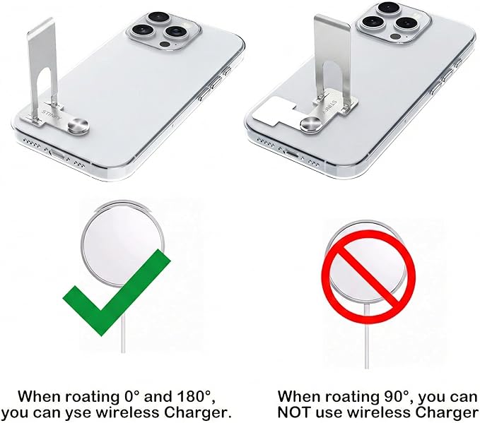 Phone Slim Stand Ultra Thin Kickstand, Unnoticeable Universal Vertical Horizontal Steel Metal Stable Mount Attachable Pocket Friendly Phone Holder for iPhone Samsung Phone Case (Sliver 2-Pack)