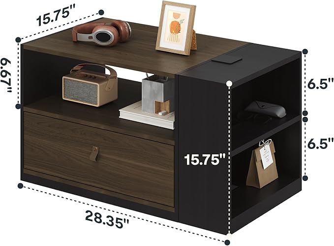 FLEXISPOT H7 CAB Height Adjustable Sit-Stand Computer Workstation Desk with Storage, Pneumatic Lift Laptop Desk with Drawer & Cabinet, Compact Small Space Home Office Desk (25.8"–41.3", Walnut)