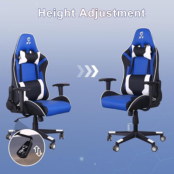 Gaming Chair,Video Game Chair with Massage Lumbar Support, Ergonomic Computer Chair Height Adjustable with Swivel Seat and Headrest
