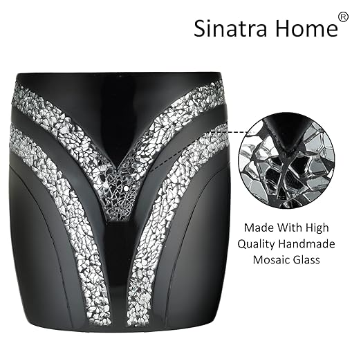 Zahari Home Sinatra Waste Basket Decorative Beautiful Designs Bathroom Bedroom Living Room Decor, Black