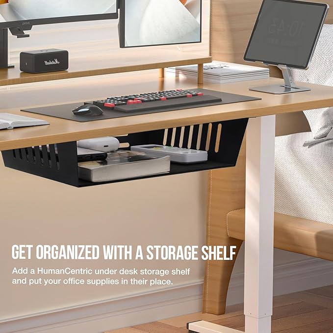 2 Pack Under Desk Shelf - Under Desk Storage Shelf Metals,Under Desk Organizer - Black Under Shelf Storage for Office Tables & Workstations（11 Inch）