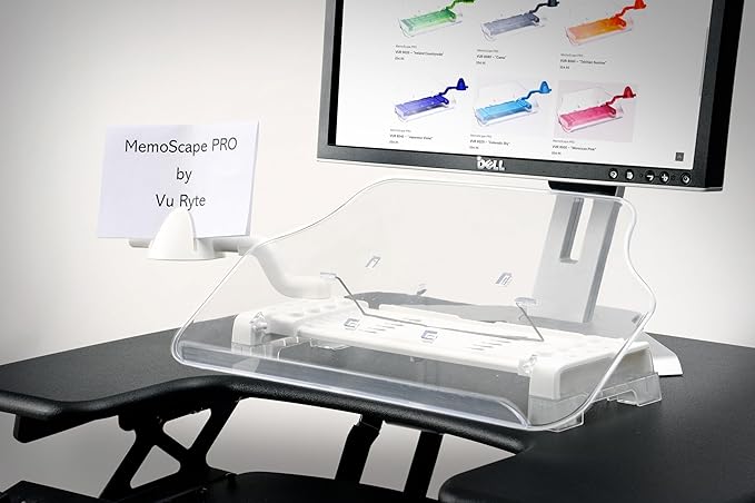 MemoScape PRO Adjustable in-Line Document Copy Holder for Desk - Help Boost Productivity and Reduce Neck Strain - Paper Holder Stand for Desk - Office & Home Organization Accessory - White