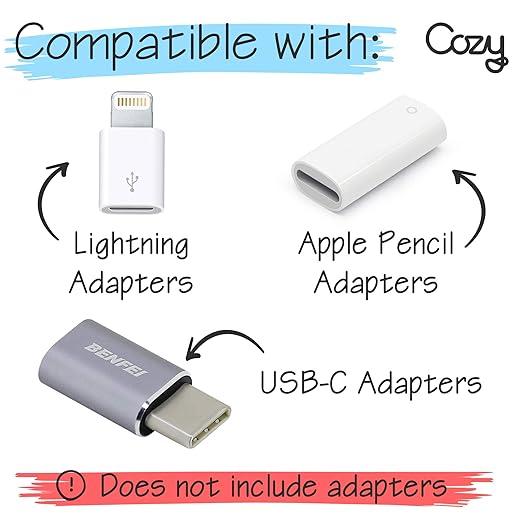 [10-Pack] Charging Cable Keeper/Holder/Adapter Tether, Compatible with Micro USB adapters, Apple Pencil USB-C Adapter | Perfect for Keychain, Car, Travel (Black - 10 Pack)