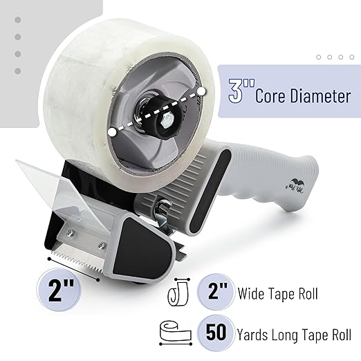 Mr. Pen- Heavy Duty Packing Tape Dispenser Gun, 2 Inch, 2 Pack with 2 Clear Tape Rolls, Handheld Tape Gun for Moving, Shipping, Sealing Boxes & Packaging