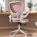 GYI Office Chair Ergonomic, Computer Desk Chair with Mesh Back, Adjustable Lumbar Support, 3D Flip-up Arms, Wheels, Pink