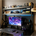 Desktop Hutch Bookshelf,Many Gifts,Metal Desktop Bookcase with pegboard, Desk Shelf Black, Countertop Storage Organizer Rack for Dorm or Office,Desktop Shelves(Black, 45.3" Lx9.9 Wx39 H)