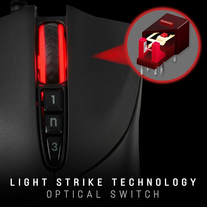 Bloody SP30 Ergonomic Optical Switch Gaming Mouse - Fastest Mouse Switch in Gaming - Enthusiast Grade Sensor - 8 Programmable Buttons - Non-Slip Rubberized Black