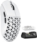MAMBASNAKE M5 Ultra Carbon Fiber 8000Hz Wireless Gaming Mouse, 39g Superlight, 42000DPI, PAW3950MAX Sensor, Nordic 52840 Chip, Bluetooth/2.4G/USB-C Wired Mice with Coiled Cable for PC/Mac (White)
