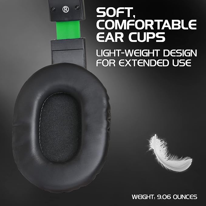 ENHANCE GX-H5 School Headset with Microphone — Perfect for Remote Learning, Study Sessions, and in-Class Listening — Volume Control, USB + 3.5mm, Comfortable Over-Ear Noise-Isolating Design (Green)