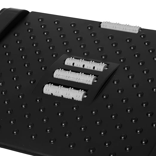 Black Triangular Footrest Massage Under Desk with Soothing Massage Points and Rollers, Adjustable Foot Stool Support with 6 Height Positions
