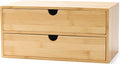 Wisuce Bamboo Desk Drawer Organizer, Desktop Organizer with Drawers Tabletop Storage Organization Box for Office Home Toiletries Supplies Vanity, No Assembly Required(2 Drawers)