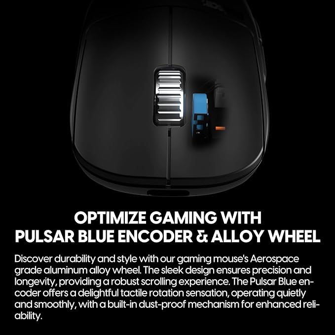 Pulsar Gaming Gears - X2H eS Wireless Gaming Mouse, Symmetrical, Optical Switch, OLED Display, Driverless, PAW3395 Sensor, 100H Battery, 4K dongle Included (Medium, Black) (Renewed)