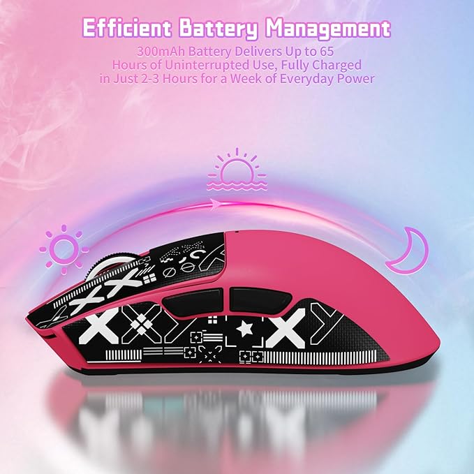 ATTACK SHARK X11SE Lightweight Wireless Gaming Mouse, 59g Tri-Mode BT/2.4G Wireless/Wired Gaming Mouse, PixArt PAW3311 Gaming Sensor, 22000 DPI, Office Mice with Tape for PC/Xbox/Win/Mac(Magenta)
