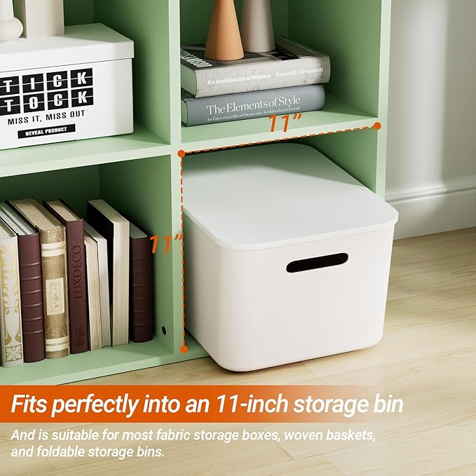 Wooden 6 Cube Storage Organizer with Closed Back Panel, Modern Open Cube Storage Shelf Bookshelf with Compartments, Cube Shelf Organizer for Living Room, Bedroom, Study Room (Green)