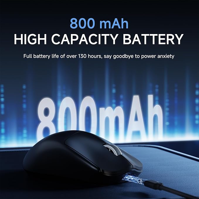 EWEAND X23 Pro Gaming Mouse, Tri-Mode 2.4G/USB-C/BT 5.4 Wireless Mouse, PAW3311 Sensor,12000 DPI, 59g Lightweight, Zero Delay, Ergonomic Computer Mouse with Anti-Slip Grip Tape for Laptop/PC/Mac-Black