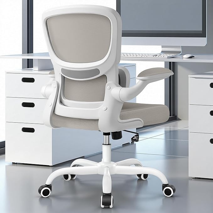 ALLGOD Office Chair Ergonomic Desk Chair, Breathable Mesh Desk Chair Comfy with Lumbar Support, Flip-up Armrests, Computer Chairs Comfortable for Home, Office, Work, Standard, 300Lbs