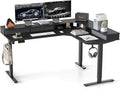 CubiCubi L Shaped Standing Desk with Drawers 63 x 48 Inch Adjustable Height, Electric Corner Desk with Storage, Sit Stand Home Office Desk with Splice Board, Black