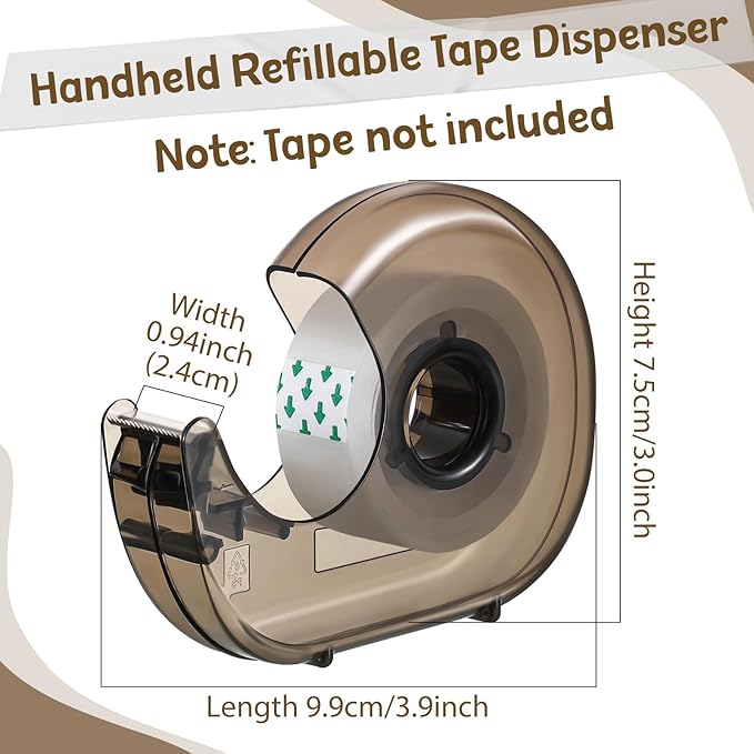 Sabary 50 Pcs Handheld Tape Dispenser Desktop Adhesive Cutter Transparent Plastic Refillable Dispenser Lightweight and Portable Manual Use Adhesive Holder for Home Packing, No Tape Included