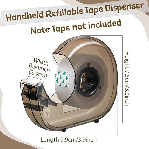 24 Pieces Handheld Tape Dispenser Desktop Adhesive Cutter Transparent Plastic Refillable Dispenser Lightweight and Portable Manual Use Adhesive Holder for Home Office Packing Gift, No Tape Included