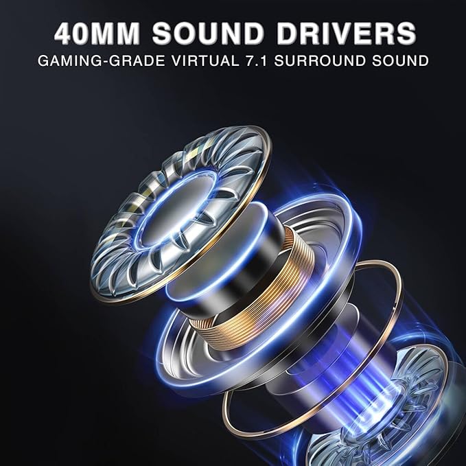 AULA G7 Pro Wireless Gaming Headset with 7.1 Surround Sound, 40mm Driver, BT5.3 Gaming Headphones with Mic, RGB, 10ms Latency, 65H Battery, PC Gaming Headset for PS5,PS4, Switch,Xbox,PC,Phone, Mac