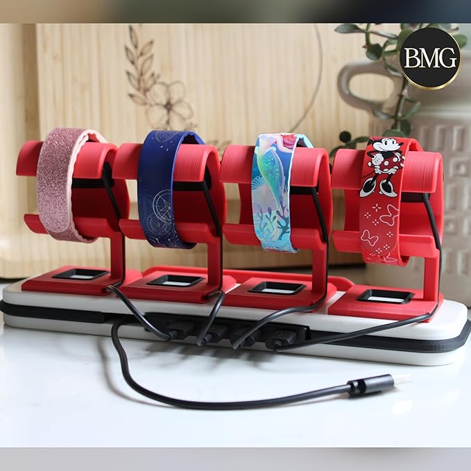 Customizable MagicBand Charging Station Compatible with Disney’s MagicBand+ (White & Purple, x3)