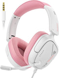 NUBWO HG04L Gaming Headset for PS5/PS4, Xbox Series X|S/Xbox One, Switch – 250g Lightweight, Clear Unidirectional Mic, Soft Memory Earmuffs, 3.5mm Jack for Gaming & Work - Pink