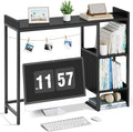 Desk Hutch Top Only Dorm - Desktop Shelf Bookshelf 38.6" Organizer White Shelves for Computer Dorm Office