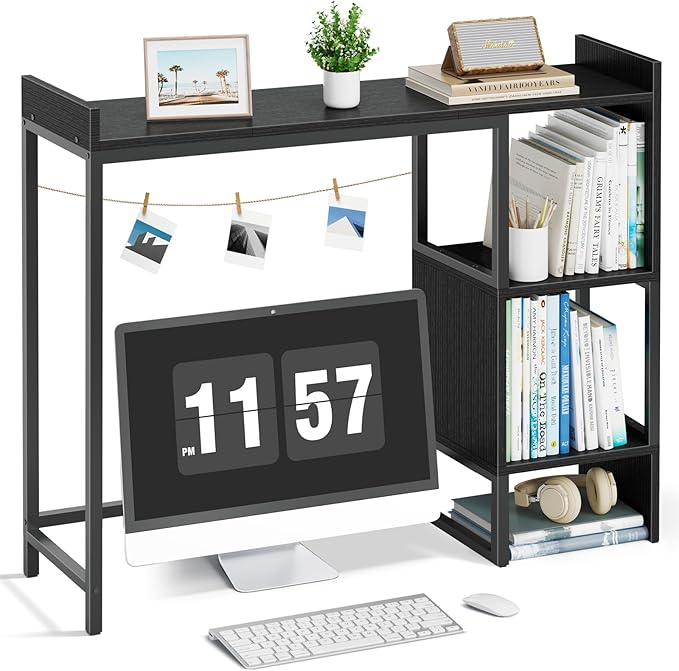 Desk Hutch Top Only Dorm - Desktop Shelf Bookshelf 38.6" Organizer White Shelves for Computer Dorm Office