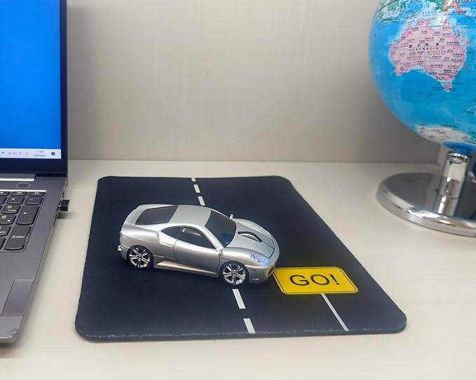 Wireless Sports Car Mouse, Cute & Cool Mice for Computer PC Laptop MAC (Silver)