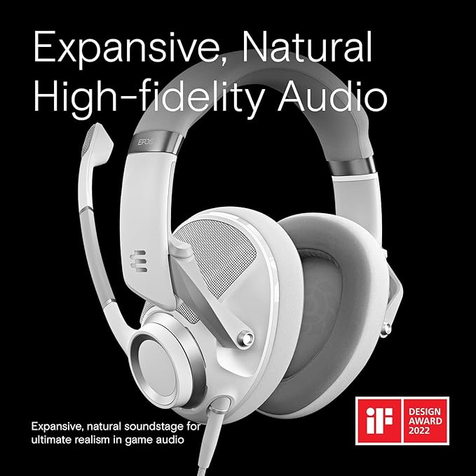 EPOS H6Pro - Open Acoustic Gaming Headset with Mic - Lightweight & Comfortable Design - Xbox, PS4, PS5 & PC Headset (White)
