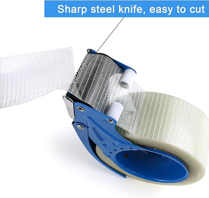 BOMEI PACK Metal Packing Tape Dispenser, 2inch Heavy Duty Handheld Heavy Tape Dispenser, 4Pcs, Blue