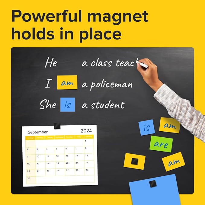 Hyper-Sticky Magnets with Adhesive Backing (350 pcs) - Strong Magnetic Squares for Whiteboard, Fridge, Crafts - Easy to Cut Stickers for Planning and Organization - Science Education Magnets