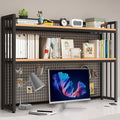 Desktop Hutch Bookshelf,2-Tier Metal Desk Shelf, Storage DisplayShelf for Computer Desk, Multifunctional Freestanding Storage Rack for Office, Home Decor (37.4 * 35.9 * 9.44 in)