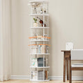 ALLSTAND 6 Tier Rotating Bookshelf, 360 ° Display Stackable Spinning Bookshelf Tower, Corner Bookshelf Tall Floor Standing Swivel Bookcase Narrow Storage Organizer for Bedroom, Living Room, White