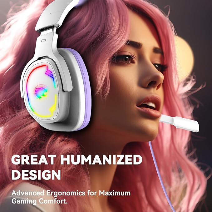 Jimonyer Gaming Headset for PC/PS4/PS5/Xbox One/Switch, Stereo Surround Sound Gaming Headphones with Noise Canceling Flexible Mic, Computer Headset with 3.5mm Jack(Purple)