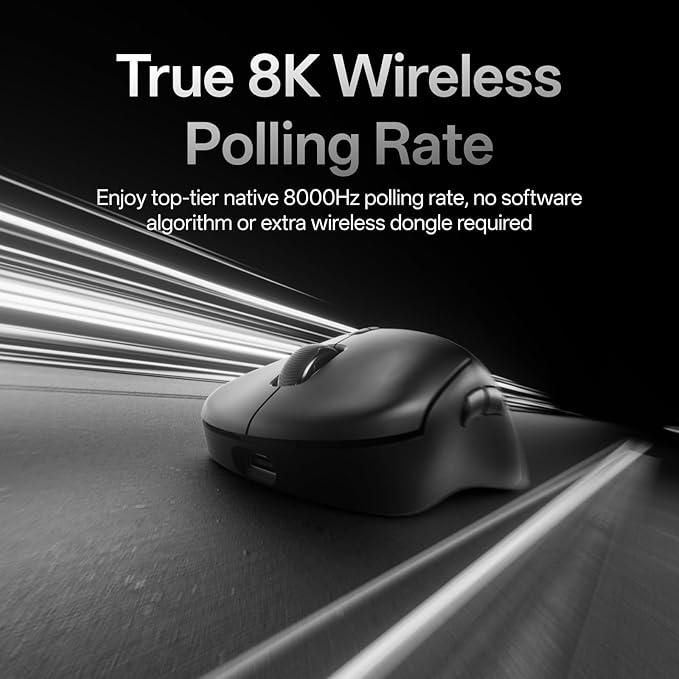 Rapoo VT3 Gen-2 Wireless Gaming Mouse, True 8K Wireless Polling Rate, 53g Lightweight, Up to 750 Hr Battery, Nordic nRF54L15 MCU, 100-Million Mechanical Switch, 10 Programmable Buttons, Macro Enabled